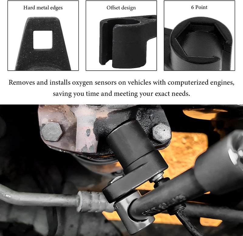 YTFRL Oxygen Sensor Socket, 3/8-Inch Drive by 7/8-Inch 22mm Offset O2 Sensor Removal Tool, 6-Point Low Profile Remover Wrench with Wire Gate Side Access Universal Fit for Most Vehicles - Image 3